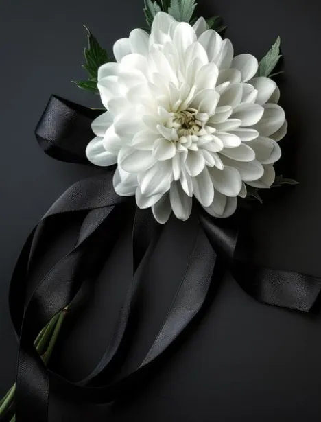Prices condolence-background-white-flower-black-ribbon-funeral-symbol-sorrowful-cemetery